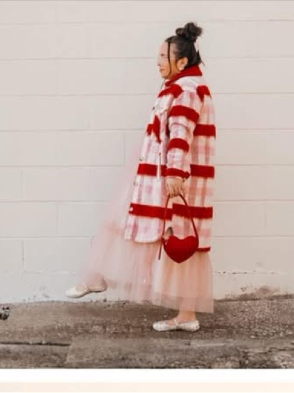 Valentine Striped Red and Cream Long Coat